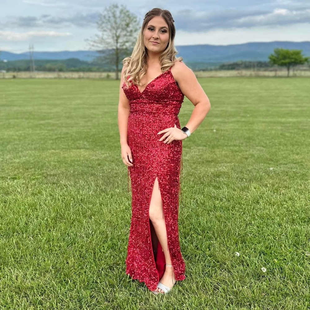 Sherri Hill Red Sequin Prom Dress